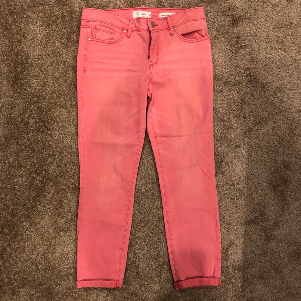 Jessica Simpson pink rolled jeans
